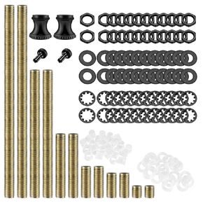Lamp Repair Hardware Assortment,All Thread Pipe Lamp Rod,Includes Lamp Nipples,Coupling Pipe Connectors,Switch Knobs,Washers & Lock Nuts (Bronze Color/Including 12 Inch Lamp Rod Kit, 136)