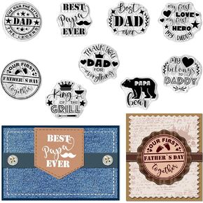 On-Airstore Happy Father's Day Clear Stamps for Card Making, Rectangular Silicone Clear Rubber Stamps, 5 inches x 5 inches