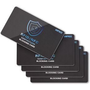 ANPKEC RFID Blocking Card, Contactless NFC Debit Credit Card Passport Protector for Men&Women, One Card Protects Entire Wallet/Purse, 5 Pack