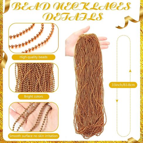 120 Pcs Mardi Gras Beads Bulk 33 inches 4 mm Metallic Color Beaded Costume Necklaces Round Beads Necklace Party Carnival Festive Event in Saudi Arabia