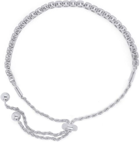 سوار SAVEARTH DIAMONDS 1 قيراط مستدير القطع تم إنشاؤه في مختبر مويسانيتي ألماس Milgrain قابل للتعديل من الذهب عيار 14 قيراط أكثر من 925 مجوهرات من الفضة الإسترلينية للنساء (لون G-H، وضوح VVS1، 1.00 قيراط) in Saudi Arabia