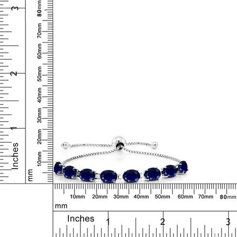 Gem Stone King 925 Sterling Silver Blue Sapphire Tennis Bracelet For Women (8.00 Cttw, Gemstone September Birthstone, Oval 7X5MM, Fully Adjustable Up to 9 Inch) in Saudi Arabia