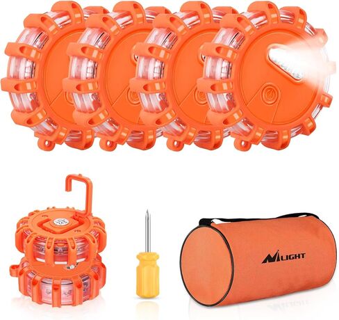 Nilight LED Road Flares Emergency Lights 3 Pack,9 Flash Models Roadside Emergency Lights for Vehicles with Magnetic Base & Hook,Premium Storage Bag(Batteries Not Included) in Saudi Arabia
