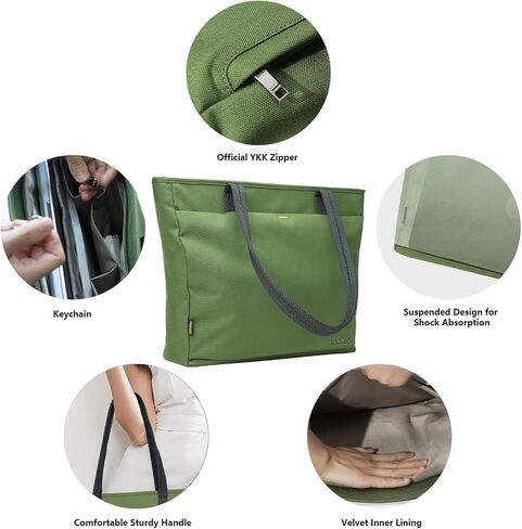 BENWIS Laptop Tote Bag Tablet Shoulder Bag Carrying Case 16 inch Laptop Computer Case Work Bags Large Tote Bags for women Teacher Bag Handbags Women & Men Compatible with Macbook Pro16 Green 15L in Saudi Arabia