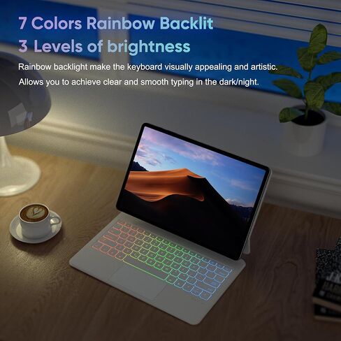 حافظة لوحة مفاتيح doqo لهاتف Samsung Galaxy Tab S9+/S9 FE+/S8+/S7 Plus/S7 FE مقاس 12.4 بوصة، حافظة مغناطيسية مع لوحة مفاتيح مدمجة ولوحة لمس بلوتوث بإضاءة خلفية وحامل ناتئ عائم وغطاء واقٍ رفيع باللون الأسود in Kuwait