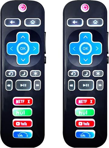 حزمة من 2 جهاز تحكم بديل بإضاءة خلفية لتلفزيون Roku، لتلفزيون TCL/Hisense/Sharp/Philips/Onn/Element/Insignia/Westinghouse Roku TV (ليس لـ Roku Stick/Box) in Kuwait
