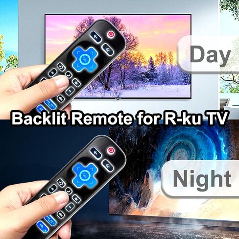 حزمة من 2 جهاز تحكم بديل بإضاءة خلفية لتلفزيون Roku، لتلفزيون TCL/Hisense/Sharp/Philips/Onn/Element/Insignia/Westinghouse Roku TV (ليس لـ Roku Stick/Box) in Kuwait