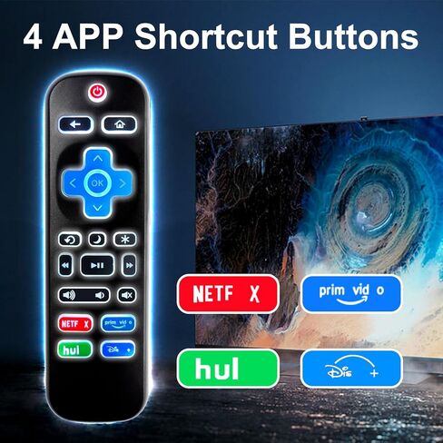 حزمة من 2 جهاز تحكم بديل بإضاءة خلفية لتلفزيون Roku، لتلفزيون TCL/Hisense/Sharp/Philips/Onn/Element/Insignia/Westinghouse Roku TV (ليس لـ Roku Stick/Box) in Kuwait