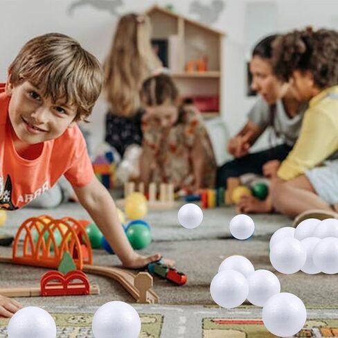 Chwang 24 Pieces 6 Sizes White Foam Balls,Polystyrene Balls,Polystyrene Shapes,Art Foam Balls for DIY Craft,Party Decoration,School Projects,Birthday Cake Decoration (24) in Kuwait