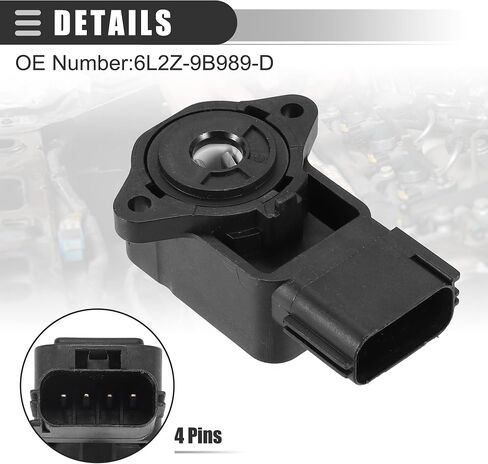 Motoforti Throttle Position Sensor, for Ford Crown Victoria 2005-2011, Plastic, No.6L2Z-9B989-D, Black in Saudi Arabia