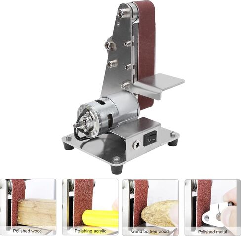 Electric Belt Sander 775 Motor Adjustable Belt Perpendicularity DIY Mini Belt Sander Built in Double Bearings DIY Polishing Grinding Machine Compact Size for Home Use (US Plug) in Saudi Arabia