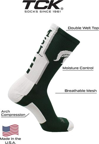 TCK Michigan State University Spartans Socks Perimeter Crew in Saudi Arabia