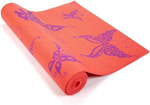 Wai Lana Yoga and Pilates Mat Butterfly (Coral) - 1/4 Inch Extra Thick Non-Slip Stylish, Latex-Free, Lightweight, Optimum Comfort in Kuwait