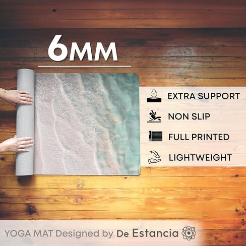 Yoga Mat - Exercise Mats for Home Gym, Pilates, Yoga, Meditation - Full Color Print - 72"L x 24"W x 6mm Thick Yoga Mat - Yoga Mat Non Slip with Carry Bag in Saudi Arabia