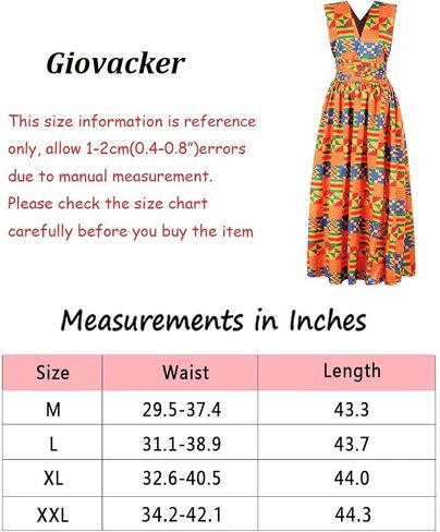 Giovacker Women's African Print Deep V-Neck High Waist Bohemian Maxi Long Dress in Saudi Arabia