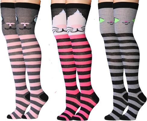 Women's 3 Pairs Over The Knee High Socks in Saudi Arabia
