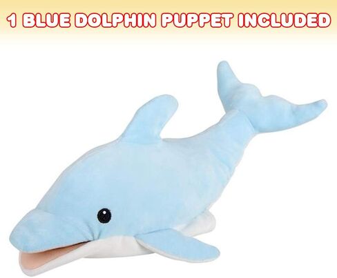 ArtCreativity Blue Dolphin Hand Puppet, Soft Plush Puppet for Kids, Cute Dolphin Toys for Boys and Girls, Aquatic Theme Party Decoration, Great Birthday Gift in Saudi Arabia