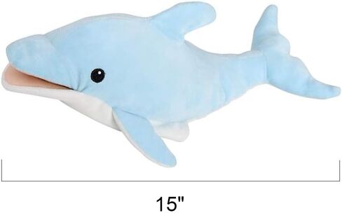 ArtCreativity Blue Dolphin Hand Puppet, Soft Plush Puppet for Kids, Cute Dolphin Toys for Boys and Girls, Aquatic Theme Party Decoration, Great Birthday Gift in Saudi Arabia