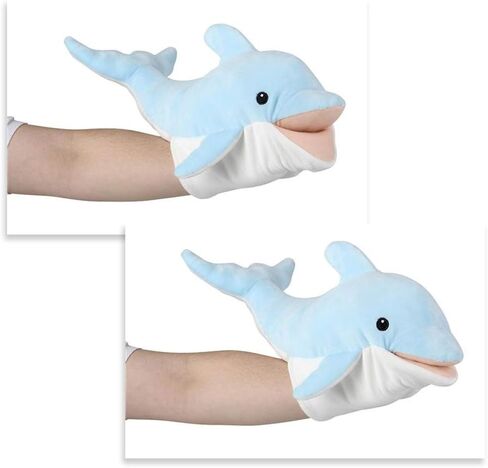 ArtCreativity Blue Dolphin Hand Puppet, Soft Plush Puppet for Kids, Cute Dolphin Toys for Boys and Girls, Aquatic Theme Party Decoration, Great Birthday Gift in Saudi Arabia