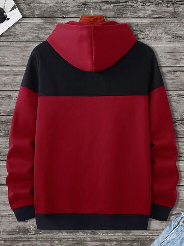 SOLY HUX Men's Color Block Hoodies Drawstring Long Sleeve Pocket Pullover Sweatshirt in Saudi Arabia