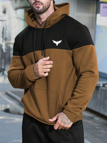 SOLY HUX Men's Color Block Hoodies Drawstring Long Sleeve Pocket Pullover Sweatshirt in Saudi Arabia