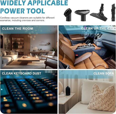 مكنسة كهربائية محمولة لاسلكية من ZUYIYI لبطارية 18 فولت، مكنسة كهربائية صغيرة محمولة بقدرة شفط قوية 10.5 كيلو باسكال للمنزل والسيارة والأرضيات الخشبية وسجاد شعر الحيوانات الأليفة (البطارية غير متضمنة) in Kuwait