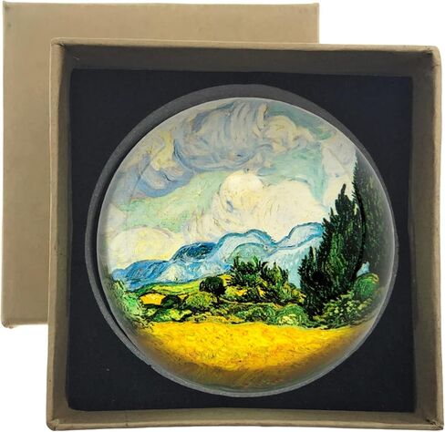 الفنون القيمة فنسنت فان جوخ ثقالة ورق حقل القمح، قبة زجاجية، صندوق هدايا، قطر 3 بوصات in Kuwait