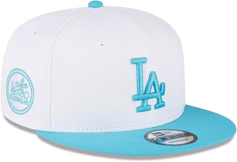 قبعة New Era LA Los Angeles Dodgers 9FIFTY Cooperstown 1980 All-Star Game ذات رقعة جانبية، قبعة بيضاء زرقاء in Kuwait