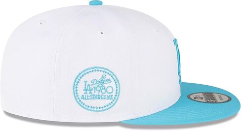قبعة New Era LA Los Angeles Dodgers 9FIFTY Cooperstown 1980 All-Star Game ذات رقعة جانبية، قبعة بيضاء زرقاء in Kuwait
