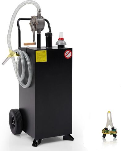 30 Gallon Gas Caddy, Fuel Storage Tank & 2 Wheels, with Manual Transfer Pump, Gasoline Diesel Fuel Container for ATV Car Mowers Tractors Boat Motorcycle (Black) in Saudi Arabia