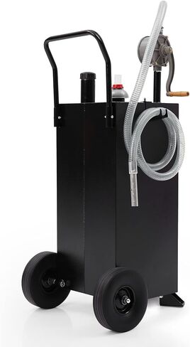 30 Gallon Gas Caddy, Fuel Storage Tank & 2 Wheels, with Manual Transfer Pump, Gasoline Diesel Fuel Container for ATV Car Mowers Tractors Boat Motorcycle (Black) in Saudi Arabia