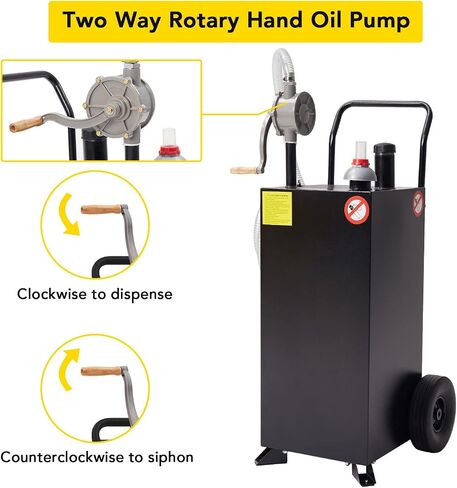 30 Gallon Gas Caddy, Fuel Storage Tank & 2 Wheels, with Manual Transfer Pump, Gasoline Diesel Fuel Container for ATV Car Mowers Tractors Boat Motorcycle (Black) in Saudi Arabia