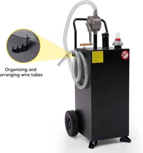 30 Gallon Gas Caddy, Fuel Storage Tank & 2 Wheels, with Manual Transfer Pump, Gasoline Diesel Fuel Container for ATV Car Mowers Tractors Boat Motorcycle (Black) in Saudi Arabia
