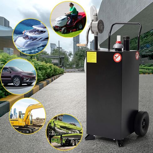 30 Gallon Gas Caddy, Fuel Storage Tank & 2 Wheels, with Manual Transfer Pump, Gasoline Diesel Fuel Container for ATV Car Mowers Tractors Boat Motorcycle (Black) in Saudi Arabia