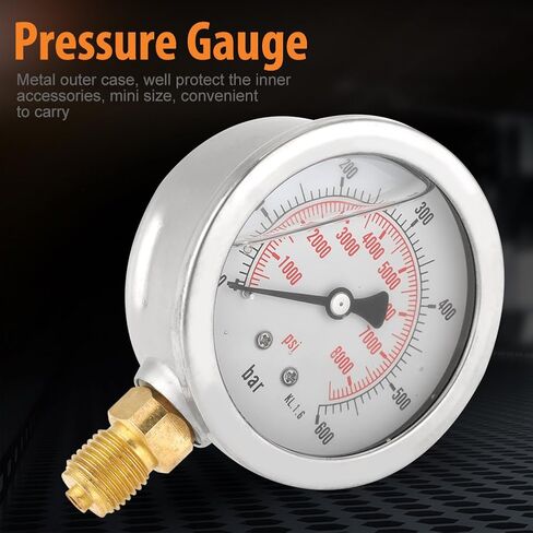 G 1/4"Pressure Gauge 0~600 bar / 0-8500Psi,Hydraulic Double Scale Pressure Gauge,All Purpose Pressure Manometer for Bar/Psi Measurement. in Saudi Arabia