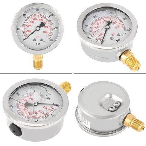 G 1/4"Pressure Gauge 0~600 bar / 0-8500Psi,Hydraulic Double Scale Pressure Gauge,All Purpose Pressure Manometer for Bar/Psi Measurement. in Saudi Arabia