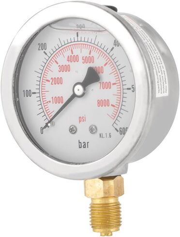 G 1/4"Pressure Gauge 0~600 bar / 0-8500Psi,Hydraulic Double Scale Pressure Gauge,All Purpose Pressure Manometer for Bar/Psi Measurement. in Saudi Arabia
