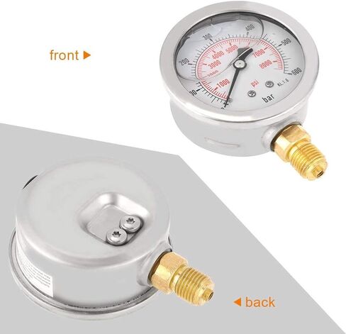 G 1/4"Pressure Gauge 0~600 bar / 0-8500Psi,Hydraulic Double Scale Pressure Gauge,All Purpose Pressure Manometer for Bar/Psi Measurement. in Saudi Arabia