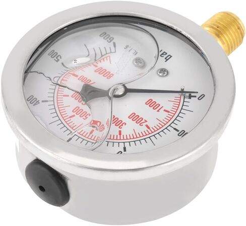 G 1/4"Pressure Gauge 0~600 bar / 0-8500Psi,Hydraulic Double Scale Pressure Gauge,All Purpose Pressure Manometer for Bar/Psi Measurement. in Saudi Arabia
