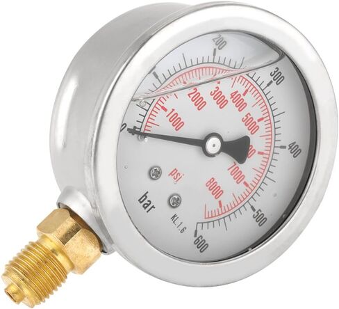 G 1/4"Pressure Gauge 0~600 bar / 0-8500Psi,Hydraulic Double Scale Pressure Gauge,All Purpose Pressure Manometer for Bar/Psi Measurement. in Saudi Arabia