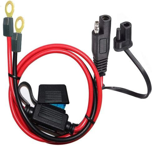 SAE Connector,SAE to O Ring Terminal Harness with 15A Protection Fuse for Safety, 2-Pin Quick Disconnect Plug,SAE Battery Extension Cable with 2FT 10AWG for Motorcycle Cars. (60CM) in Saudi Arabia