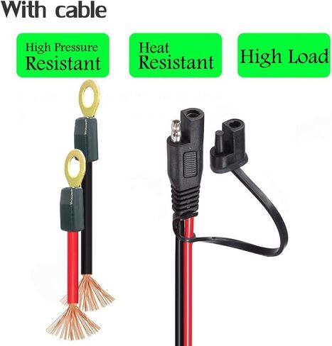 SAE Connector,SAE to O Ring Terminal Harness with 15A Protection Fuse for Safety, 2-Pin Quick Disconnect Plug,SAE Battery Extension Cable with 2FT 10AWG for Motorcycle Cars. (60CM) in Saudi Arabia