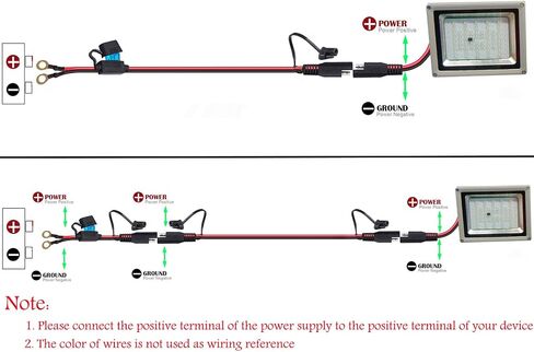 SAE Connector,SAE to O Ring Terminal Harness with 15A Protection Fuse for Safety, 2-Pin Quick Disconnect Plug,SAE Battery Extension Cable with 2FT 10AWG for Motorcycle Cars. (60CM) in Saudi Arabia