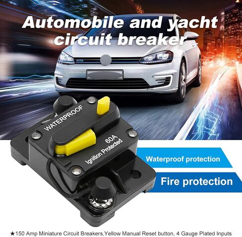 60A Audio Circuit Breaker Self-Recovery Fuse 12V-48V DC Waterproof Replacement for Auto, Yacht, Car Audio, Truck, Boat, RV with Manual Reset Function in Saudi Arabia