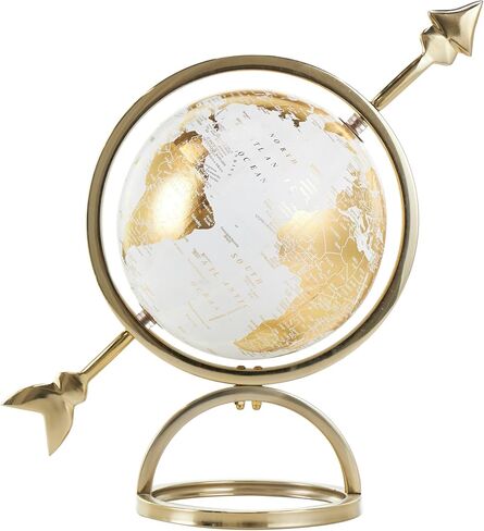Deco 79 Aluminum Metal Globe with White Center, 14" x 7" x 15", Gold in Saudi Arabia