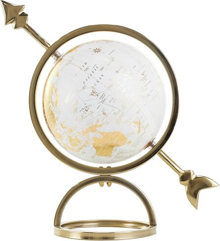 Deco 79 Aluminum Metal Globe with White Center, 14" x 7" x 15", Gold in Saudi Arabia
