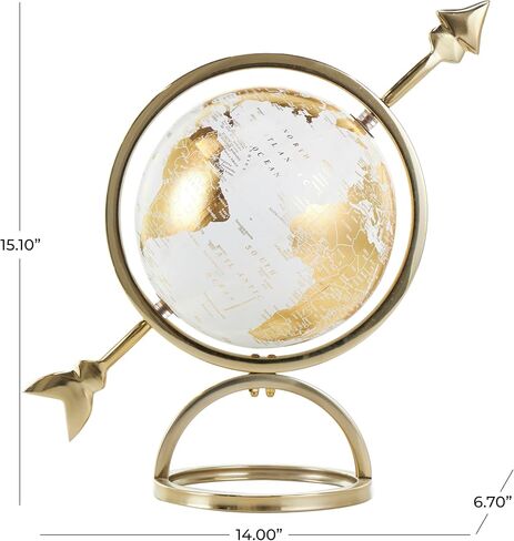 Deco 79 Aluminum Metal Globe with White Center, 14" x 7" x 15", Gold in Saudi Arabia