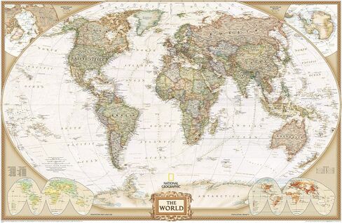 خريطة حائط تنفيذية من National Geographic World - طراز عتيق - 46 × 30.5 بوصة - طباعة بجودة فنية in Saudi Arabia