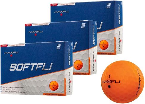 Maxfli SoftFli Matte Golf Balls - Longer Straight Distance - Soft Feel (Orange - 36 Balls) in Kuwait