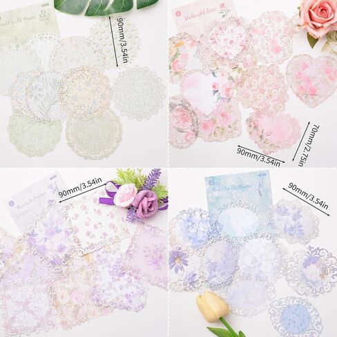 Vintage Scrapbook Paper Lace, 40pcs 4 Different Styles Scrapbook Supplies for DIY Cards, Scrapbooks, Photo Frames, Albums, Crafts, Card Making in Saudi Arabia